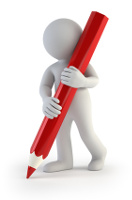 Roter Stift mit Mann W